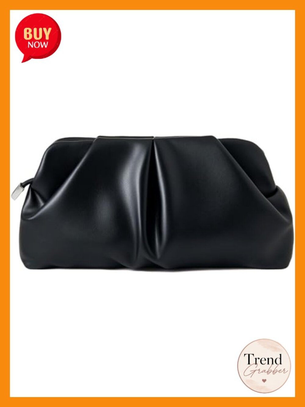 PU Leather Ruched Clutch Evening Bag Detachable Chain Crossbody